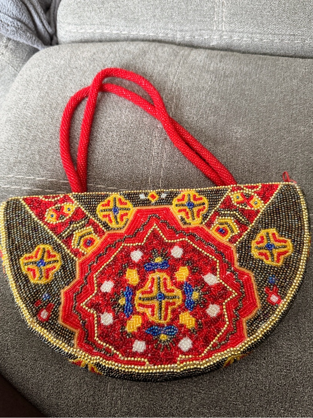 Vintage Swee Lo New York Hand-Beaded Half-Moon Handbag